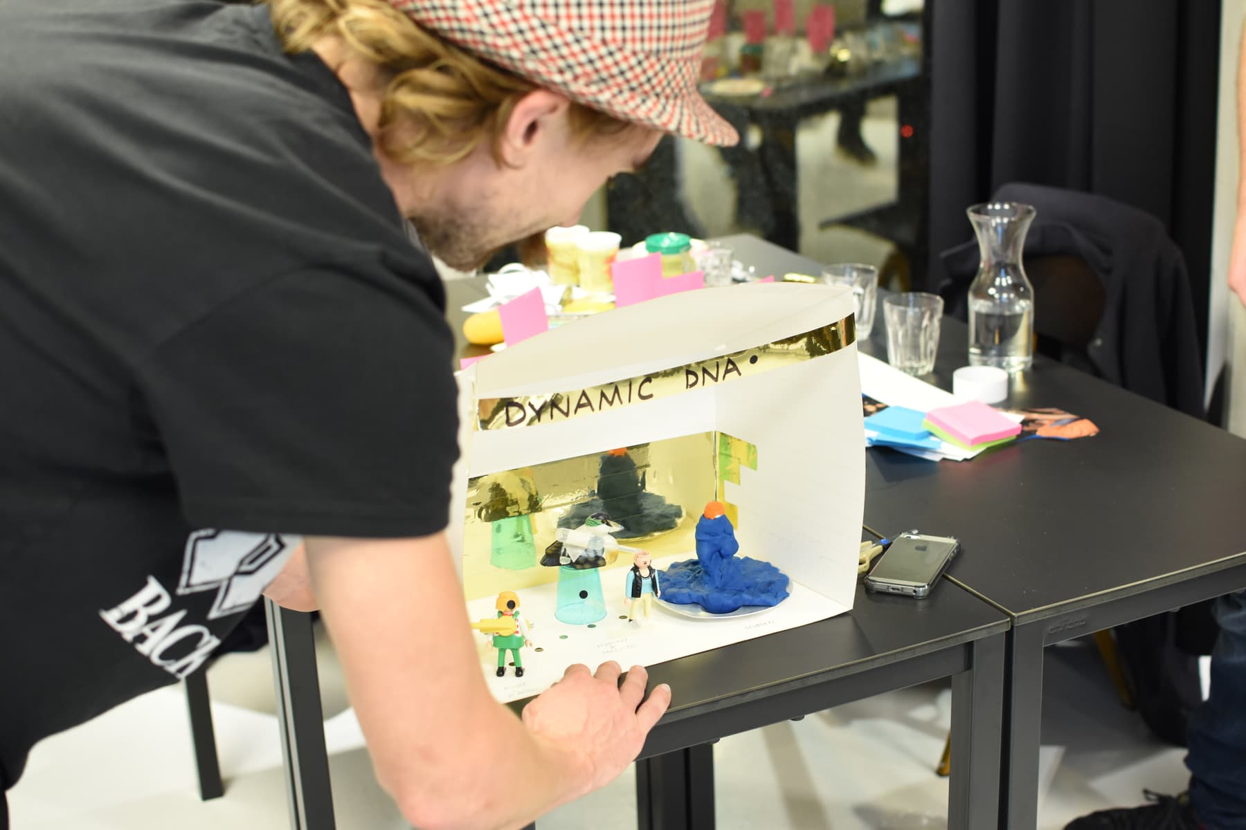 A workshop participant presents their diorama, entitled 'Dynamic DNA', which
speculates about post-biodesign spirituality.
