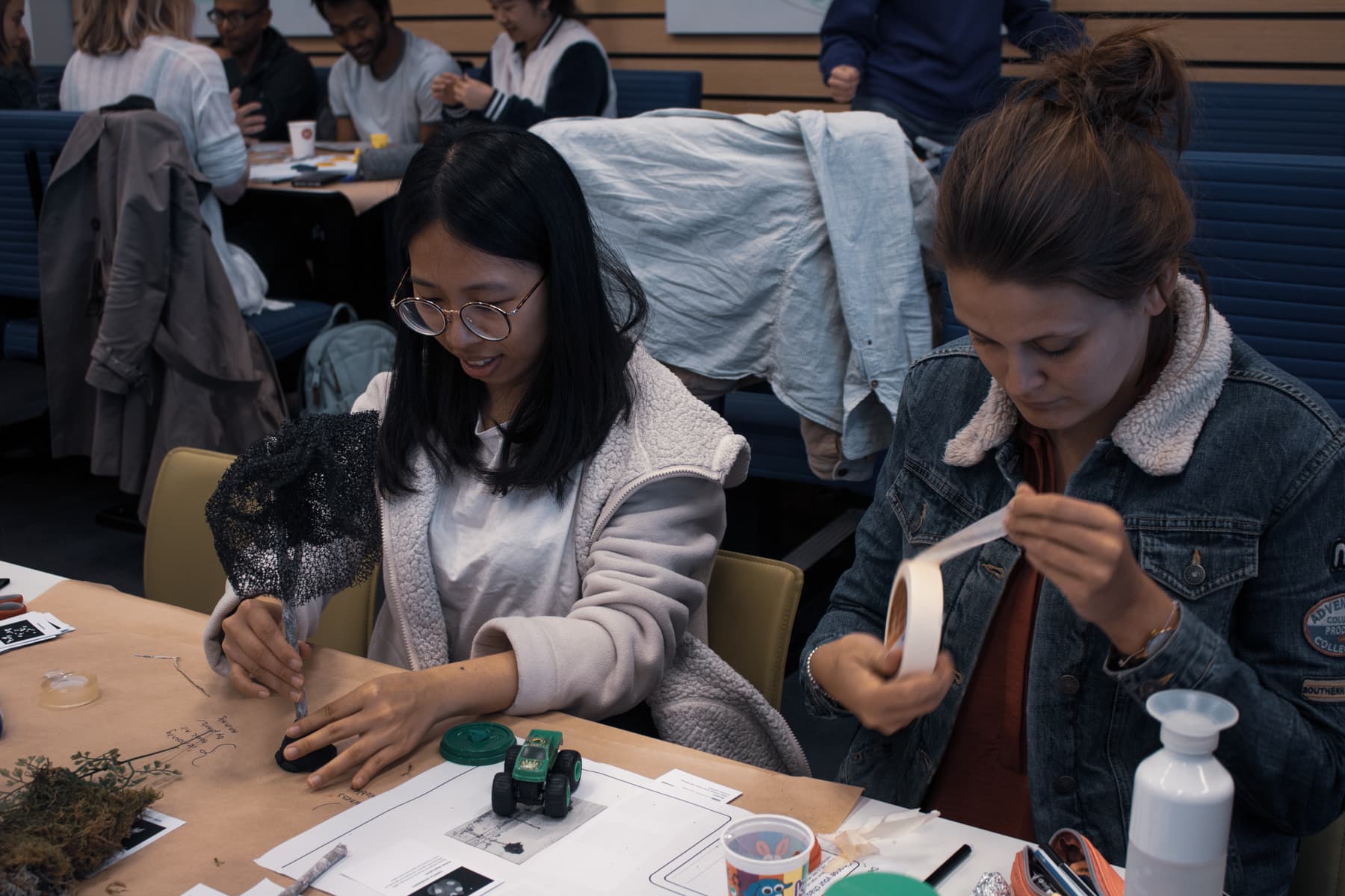 Participants make objects to use in their diorama.
