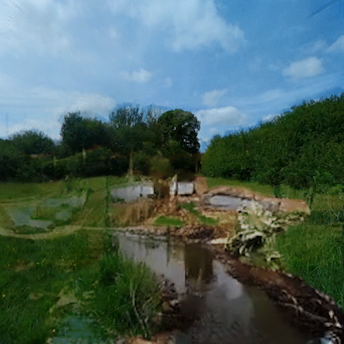 An animated clip from the After Wilding film showing a machine generated image of a wetland.